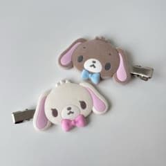 サンリオ シュガーバニーズ 前髪クリップ フロッキー素材 しろうさ