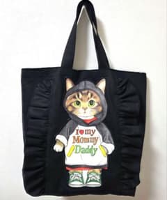 ブラックデニムフリルBIG 肩掛けトート☆コヤンイサムチョン☆リトル