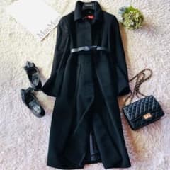 希少42✨極美品 マックスマーラ ベルテッドコート 高級ウール 女優襟