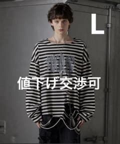 GRANCY】総柄ラインストーングラフィックロンT グランシー ボーダー L