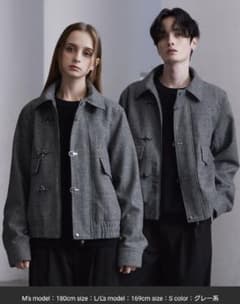 CLEL ウールブレンド ヘリンボーンツイードファイヤーマンブルゾン S