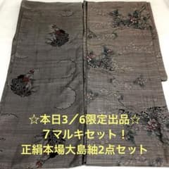 彦兵衛mini】本日限定！7マルキセット！正絹本場大島紬2点セット0306-6