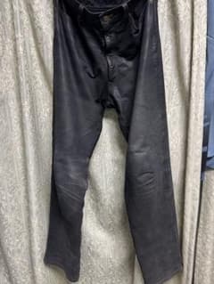 比較的美品 Degner バイカー 肉厚 カウレザー パンツ メッシュ裏地 黒