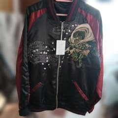 p*e様 絡繰魂 スカジャン 風神雷神 総刺繍 sizeXL - メルカリ