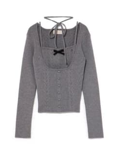 andmary Sharon ribbon tops gray - メルカリ
