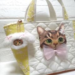 コヤンイサムチョン☆スクエアトートバッグ ビールキルト＆花柄刺繍