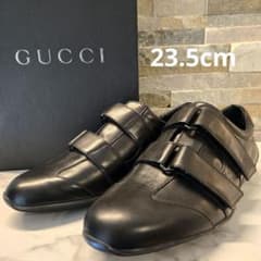 未使用 美品 GUCCI グッチ レザー ベルクロ スニーカー 黒 23.5cm