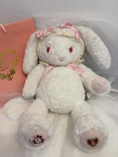 うさくみゃリュック 大 ホワイト×ピンクリボン レア刺繍 - メルカリ