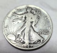 1942年 アメリカ ウォーキングリバティハーフダラー銀貨 1枚 銀90