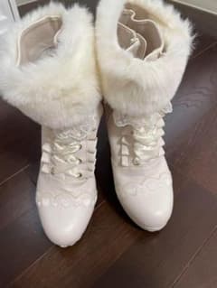 リズリサ LIZLISA 編み上げショートブーツ ホワイト - メルカリ