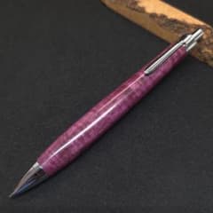 No.37ハンドメイド木軸シャーペンパープルハート縮み杢 - メルカリ