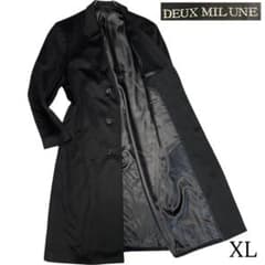 カシミヤ100%×大きいサイズ】極美品 マキシ丈比翼チェスターコート 黒