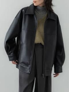 crewre フェイクレザージップブルゾン black サイズ3 - メルカリ