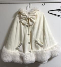 MARS ポンチョ リボン付きボリュームファーフードケープコート ケープ