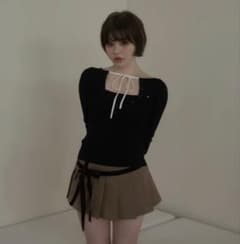 Hein ribbon knit tops andmary Black - メルカリ
