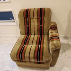 オールドカリモクkarimoku 1人掛けアームソファ1脚 ストライプ