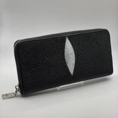 スティングレイ 長財布 ブラック ラウンドファスナー ストラップ付き