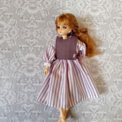 22cmドール服 アウトフィット ワンピースとサイドリボンベストセット