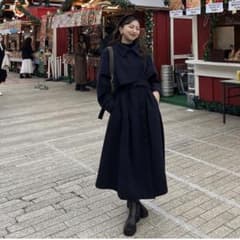 RiLi】ダブルボタンスタンドカラーコート - メルカリ