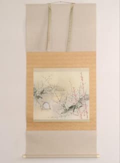 真作】日本画 宮本昌雄「梅の寺」絹本 掛け軸 木箱 横物 MA434 - メルカリ