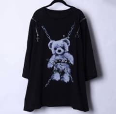 Amilige Tied Bear プリント ZIPシャツ BLACK×GRAY - メルカリ