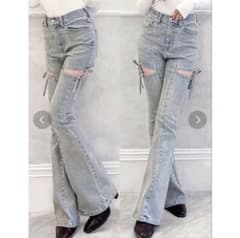 RESEXXY カットアウトリボンデニムパンツ アイスブルー S - メルカリ