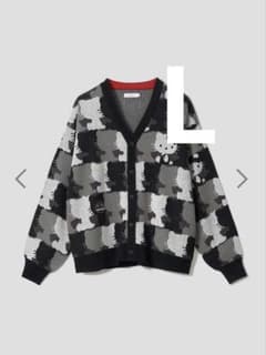 キティ シルエットパターン｜ジャカードVネックカーディガン グラニフ