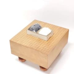 囲碁盤 へそ付き 厚さ約17.4cm 碁石セット 脚付き碁盤 本榧? 新榧