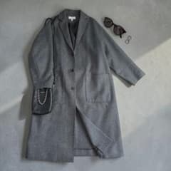 美品 別注 HYKE ハイク ウール ショップコート グレー サイズ2 M相当