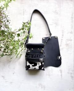 牛革ブラック ハラコカウの蓋付き大容量シザーケース - メルカリ