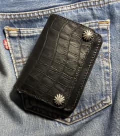 トラッカーウォレット ショート クロコ型押し×シルバー925アポロ