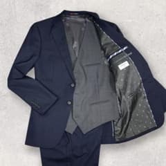 オリヒカ 3ピース スーツ 紺 ストライプ A5 ベストリバーシブル