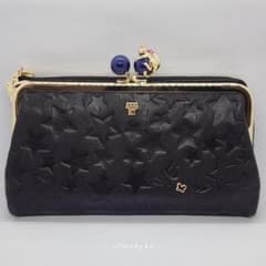 ブラック 新品 アナスイ ANNA SUI がま口 長財布 プレイングキャット