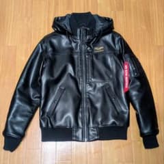 ALPHA フーデッドリブジャケット PUレザー サーモライト M（L相当