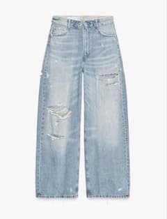 ZARA TRF ミッドライズ折り返しウエストデニムパンツ 38 - メルカリ