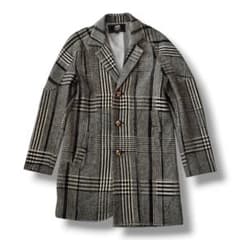 ANREALAGE 花ボタン グレンチェック ウールコート S パッチワーク