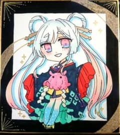 超かぐや姫！ アナログ手描きイラスト ファンアート 月見ヤチヨ 色紙