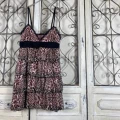 CORNFLAKE 姫ギャル y2k ヒョウ柄 ティアード キャミワンピース - メルカリ