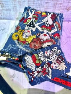 ロラライハリス♡ハートフリンジデニム♡刺繍のショルダーバッグ