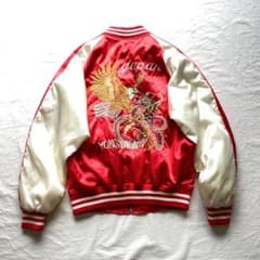 HOSHIHIME サテン スカジャン 鷹 龍 刺繍 中綿 フリーサイズ - メルカリ