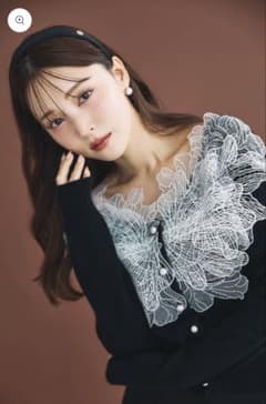 新品タグ付 polaura レースフリルカーディガン 黒 - メルカリ