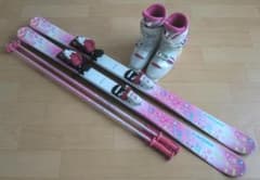 □□送料無料□KAZAMA□子供用スキー4点セット□126/23□WAX済