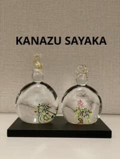 未使用 ガラス作家 金津沙矢香 さん ガラスのお雛様 南天のおひな様