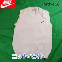 90s Y2K NIKE ナイキ ニットベスト コットンベスト ウッシュ刺繍