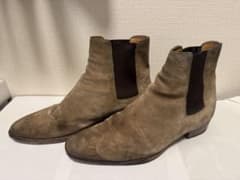 サンローラン 43 ベージュ スエード サイドゴアブーツ - メルカリ