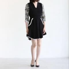 値下げ！Mame Kurogouchi マメクロゴウチ袖レースVネックワンピース