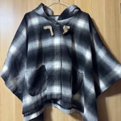 フード付き チェック柄 ポンチョ - メルカリ