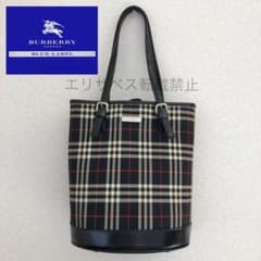 ⑤バーバリー ブルーレーベル バケツ バッグ チェック ネイビー - メルカリ