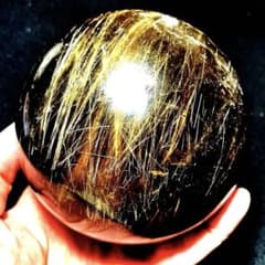 限定値下げ 超特大 98mm ゴールドルチルクォーツ 丸玉スフィア 金針