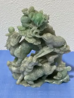 中国美術 骨董アンティーク 石彫 置物 装飾品 灰皿 小物入 木製台座付